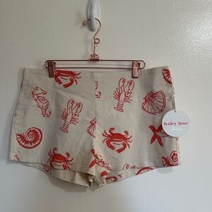 Bailey Rose Shellfish Print Shorts, Beige & Orange, Large, NWT